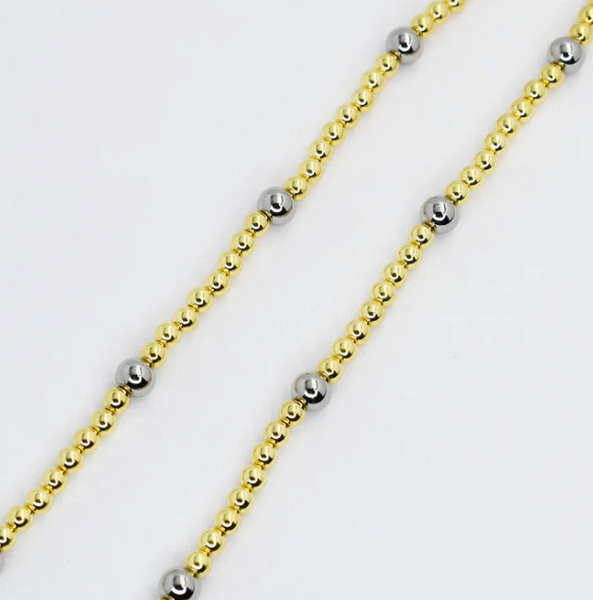 Gold Silver Beaded Necklace