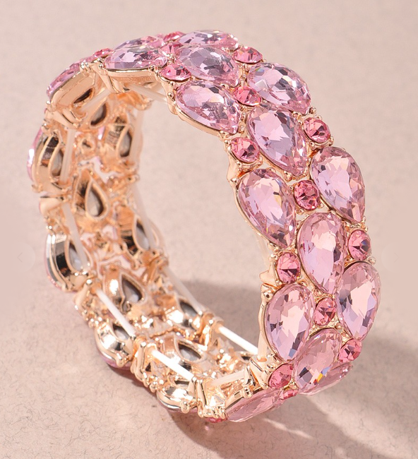 Crystal Stretch Bracelet Pink