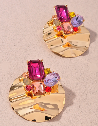 Gem Cluster Stud Earrings