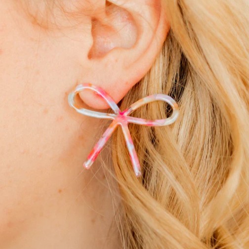 Pink Sprinkle Bow Studs