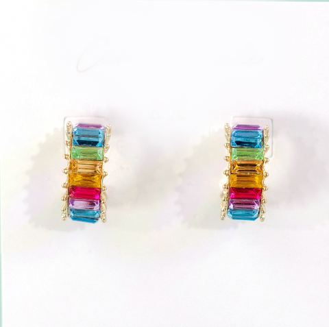 Mini Rhinestone Rainbow Hoops