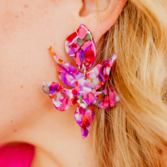 Flora Pink Acrylic Earrings