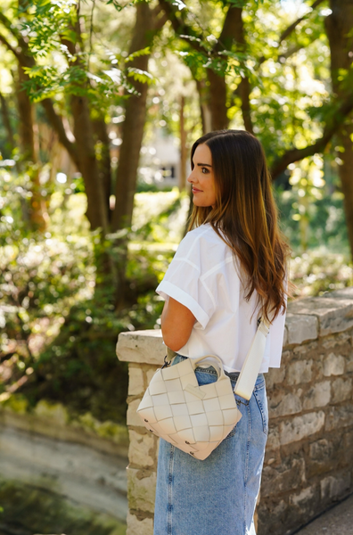 Ivory Woven Mini Tote