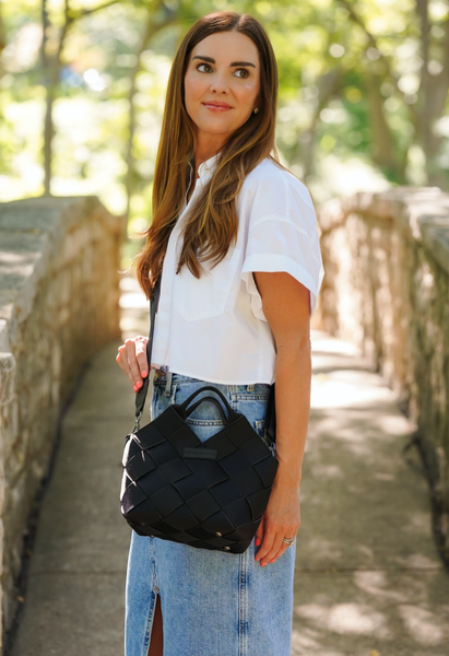 Black Woven Mini Tote