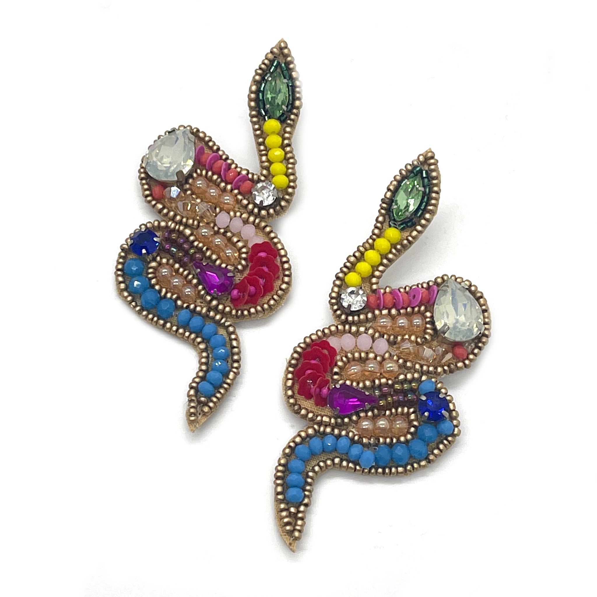 Rainbow Snake Beaded Earrings