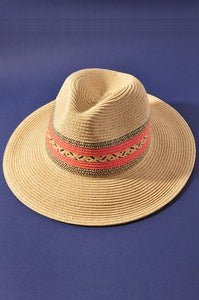 Coral Detail Panama Hat