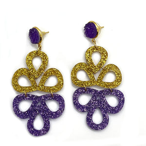 Purple and Gold Acrylic Earrings