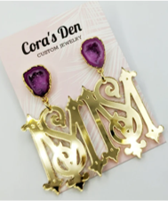 Monogrammed Geode Earrings