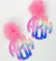 Tie Dye Monogram Earrings