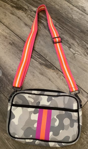 Grey Camo Stripe Crossbody Bag