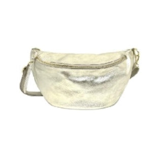 Gold Leather Crossbody Fanny Pack Bag