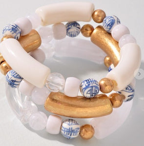 Blue/White Chinoiserie Bracelet Set
