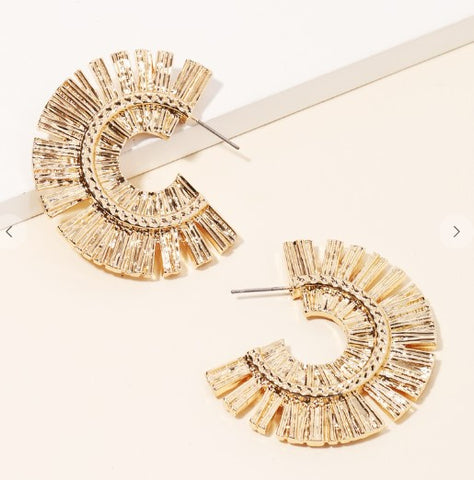 Gold Fan Hoop Earrings