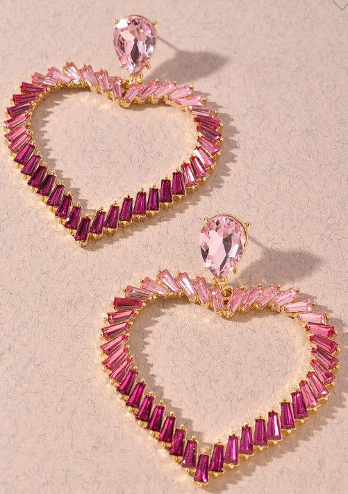 heart earrings, rhinestone heart earrings, valentines day earrings, vday earrings, valentines jewelry, splendid pineapple, boutique