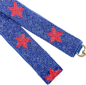 Blue/Red Beaded Guitar Strap
