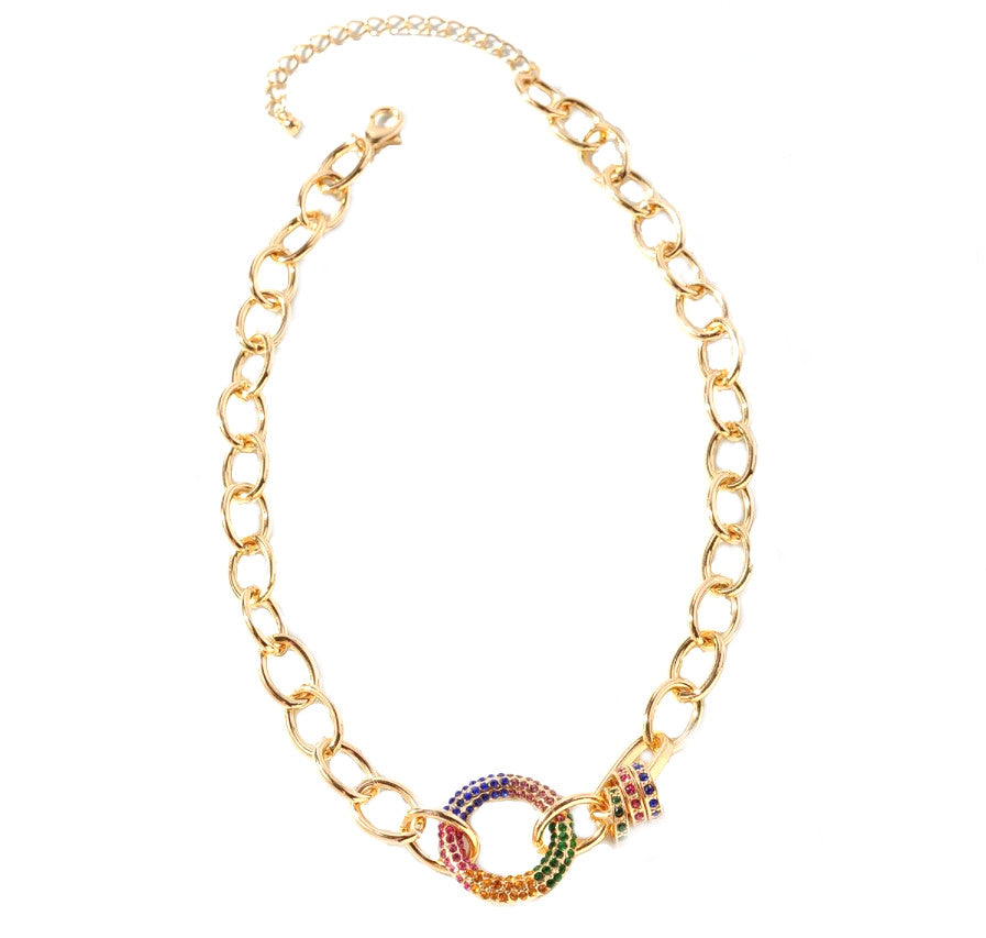 Rainbow Circle Link Necklace