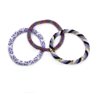 Purple Beaded Roll On Bracelets