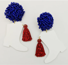 Blue Red Boot Acrylic Earrings